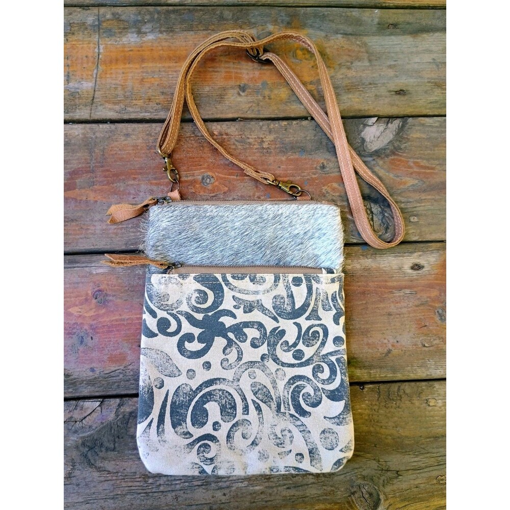 Myra Bag Small Crossbody Purse Bag Cowhide Hair Fabric Body